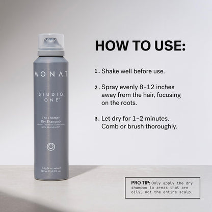 MONAT Studio One The Champ Conditioning Dry Shampoo – Waterless Shampoo for All Hair Types, Absorbs Oil & Dirt (4 oz) Avelisse
