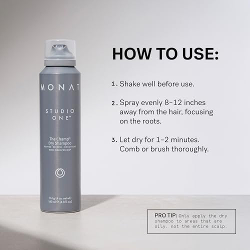 MONAT Studio One The Champ Conditioning Dry Shampoo – Waterless Shampoo for All Hair Types, Absorbs Oil & Dirt (4 oz) Avelisse