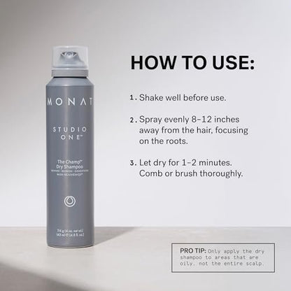 MONAT Studio One The Champ Conditioning Dry Shampoo – Waterless Shampoo for All Hair Types, Absorbs Oil & Dirt (4 oz) Avelisse
