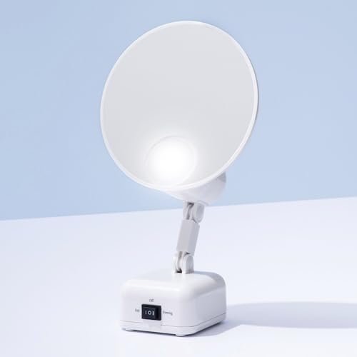 Floxite FL-615-2 15X Magnifying Mirror with Light - Lighted Travel Makeup Mirror, LED, Tabletop, Portable Vanity Mirror for Desk Bathroom, Electric Plug In, Dove White Avelisse