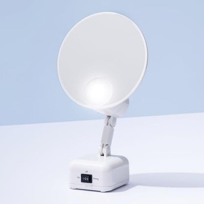 Floxite FL-615-2 15X Magnifying Mirror with Light - Lighted Travel Makeup Mirror, LED, Tabletop, Portable Vanity Mirror for Desk Bathroom, Electric Plug In, Dove White Avelisse