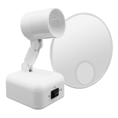 Floxite FL-615-2 15X Magnifying Mirror with Light - Lighted Travel Makeup Mirror, LED, Tabletop, Portable Vanity Mirror for Desk Bathroom, Electric Plug In, Dove White Avelisse