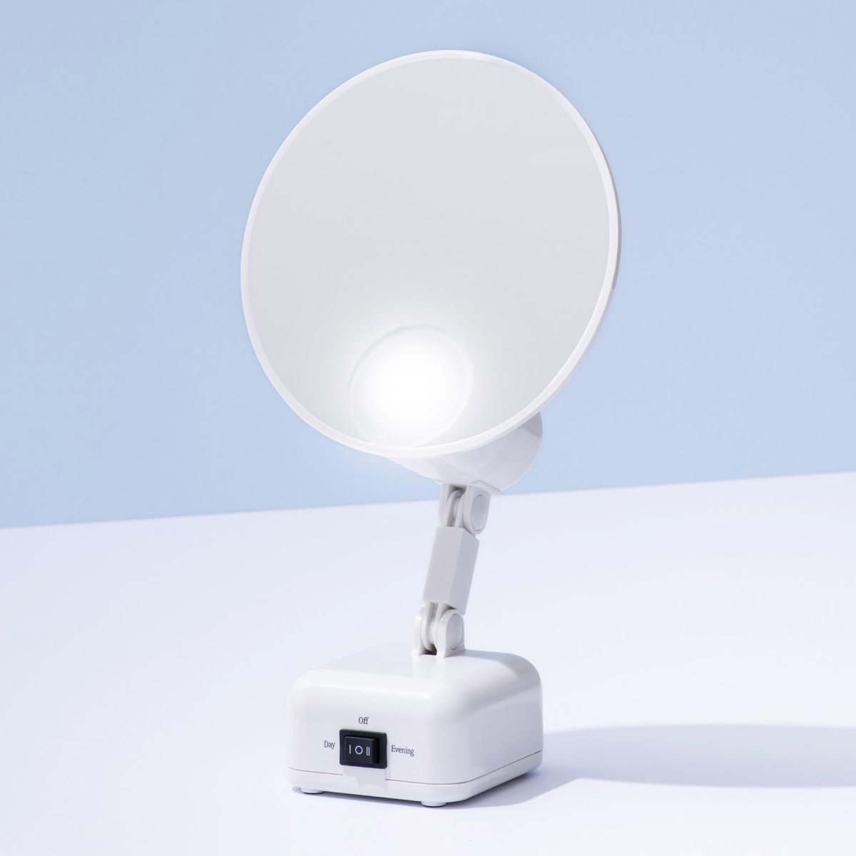 Floxite FL-615-2 15X Magnifying Mirror with Light - Lighted Travel Makeup Mirror, LED, Tabletop, Portable Vanity Mirror for Desk Bathroom, Electric Plug In, Dove White Avelisse