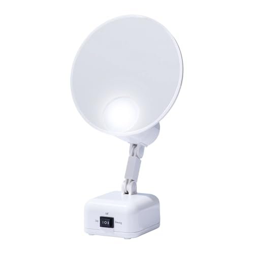 Floxite FL-615-2 15X Magnifying Mirror with Light - Lighted Travel Makeup Mirror, LED, Tabletop, Portable Vanity Mirror for Desk Bathroom, Electric Plug In, Dove White Avelisse