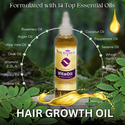 NouriTress Perfect Hair VitaOil - Rosemary & Argan Oils with 14 Essential Oils - Promotes Hair Growth - 4 oz