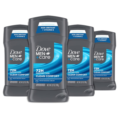 Dove Men+Care Antiperspirant Deodorant Stick, Clean Comfort, 72-Hour Sweat & Odor Protection, 2.7 oz (Pack of 4) Avelisse