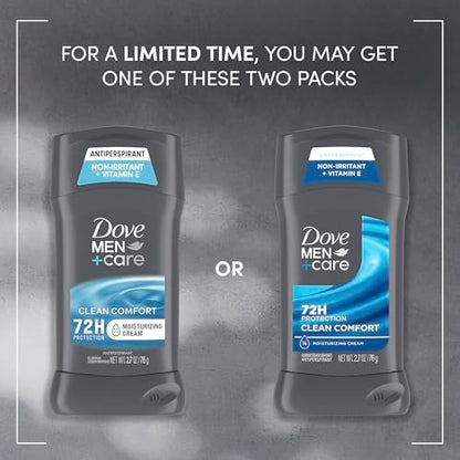 Dove Men+Care Antiperspirant Deodorant Stick, Clean Comfort, 72-Hour Sweat & Odor Protection, 2.7 oz (Pack of 4) Avelisse