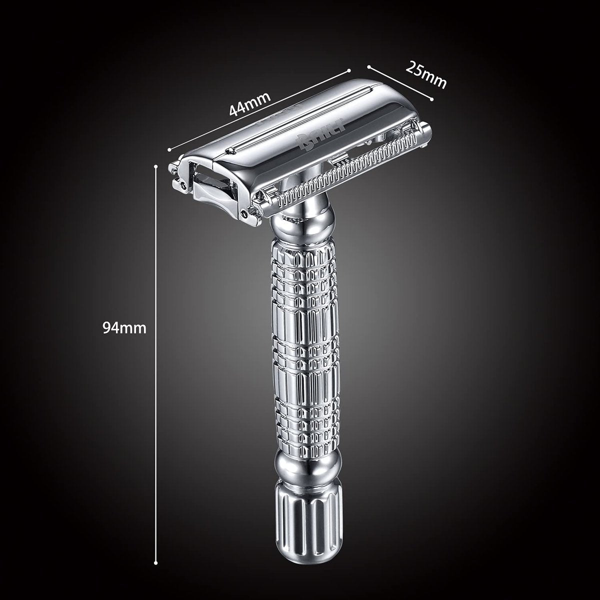BAILI Butterfly Open TTO Double Edge Metal Safety Razor Wet Shaving Kit for Men Women - Includes Platinum Blades & Mirrored Travel Case (Silver) Avelisse