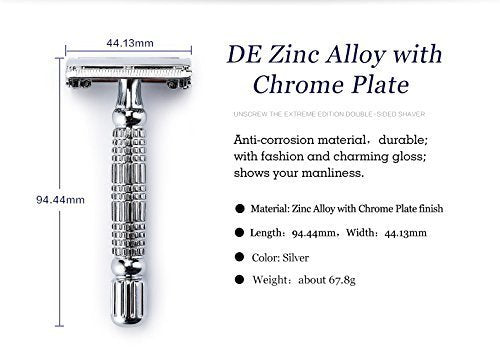BAILI Butterfly Open TTO Double Edge Metal Safety Razor Wet Shaving Kit for Men Women - Includes Platinum Blades & Mirrored Travel Case (Silver) Avelisse