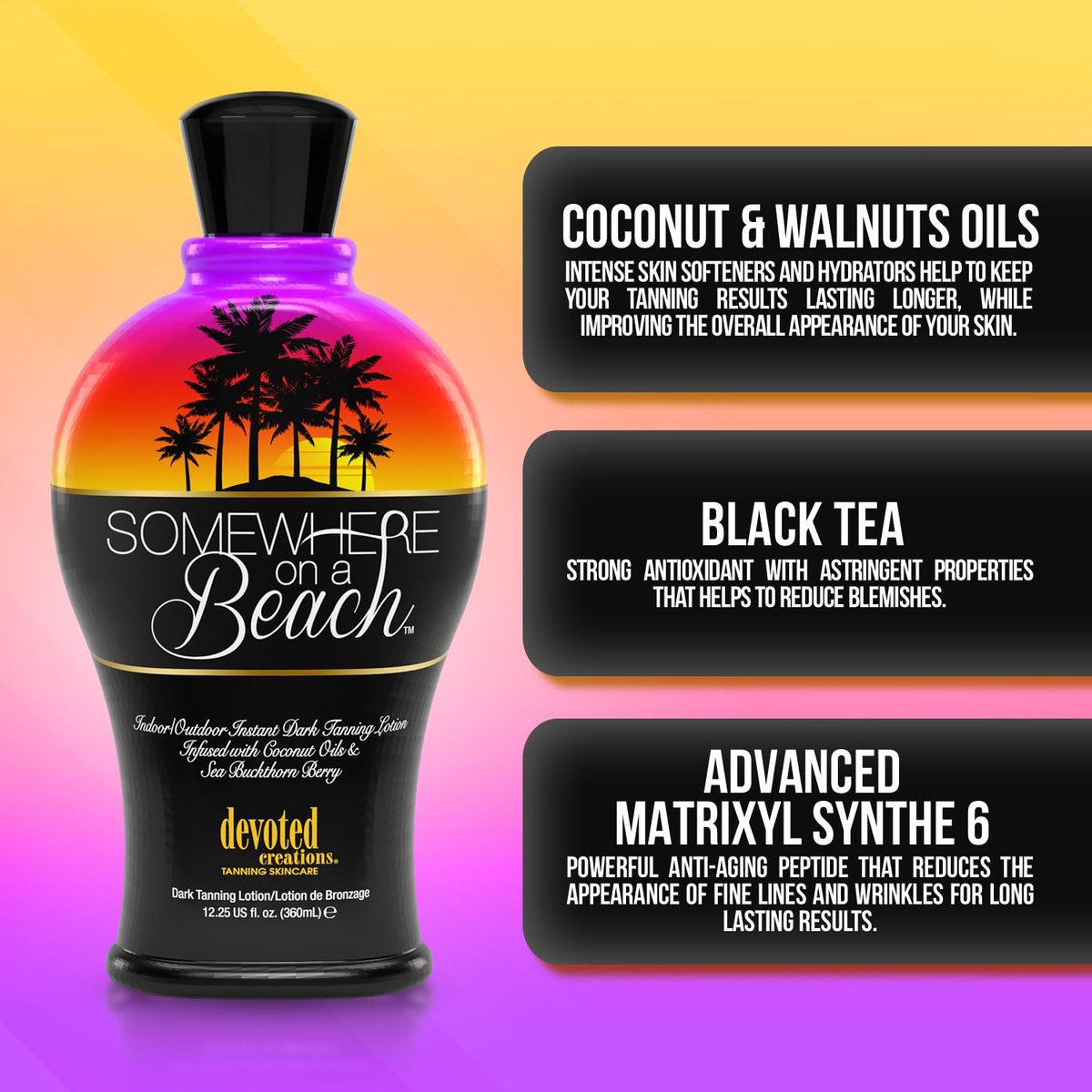 Devoted Creations Somewhere on a Beach Indoor Outdoor Instant Dark Tanning Lotion - 12.2 oz Avelisse