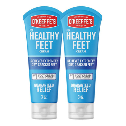O'Keeffe's for Healthy Feet Foot Cream - 3 oz Tube (2 Pack) - Guaranteed Relief for Extremely Cracked, Dry Feet