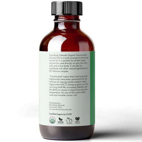Pure Body Naturals Organic Fractionated Coconut Oil for Skin and Hair - 4 fl oz Liquid Carrier Oil - görsel 14