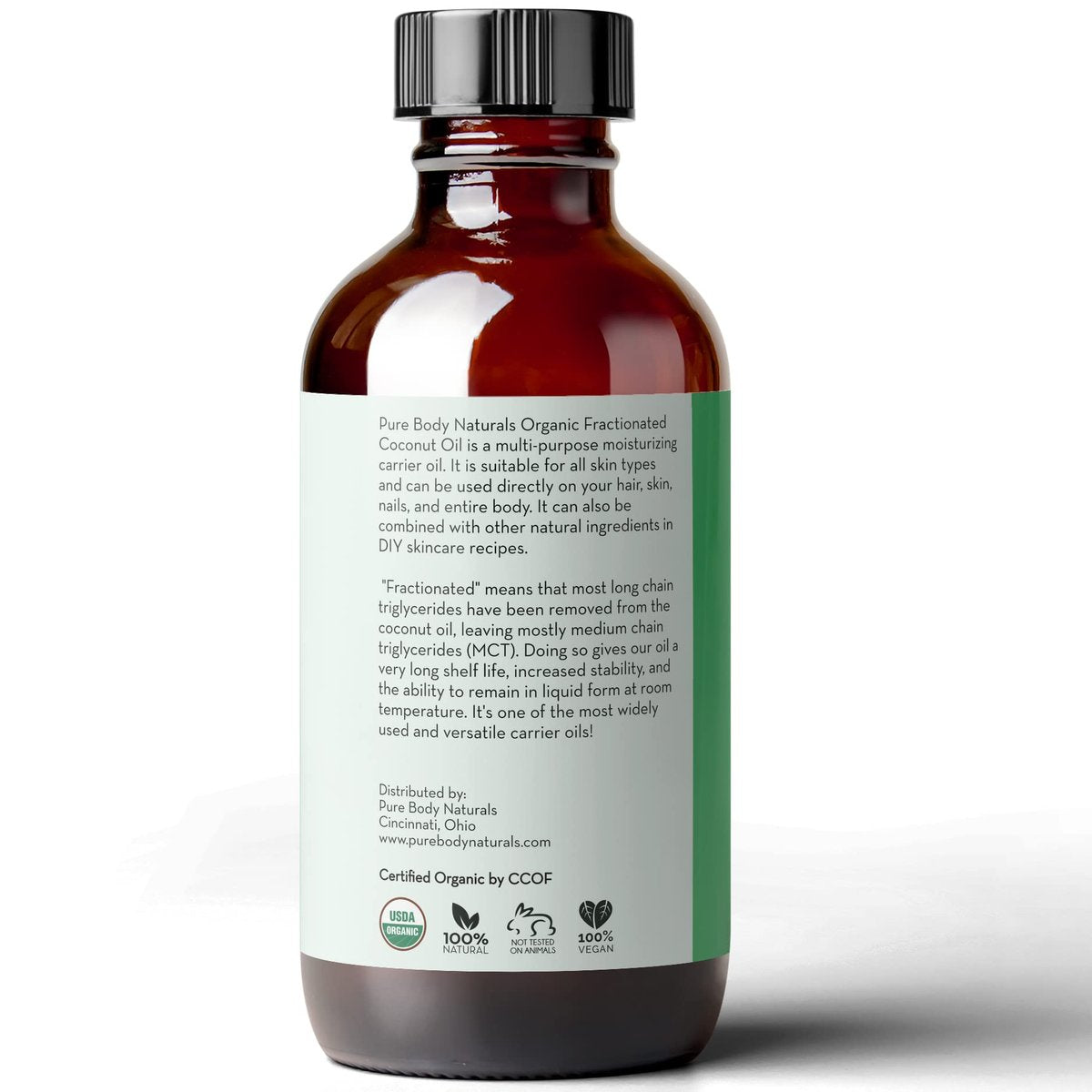 Pure Body Naturals Organic Fractionated Coconut Oil for Skin and Hair - 4 fl oz Liquid Carrier Oil - görsel 13