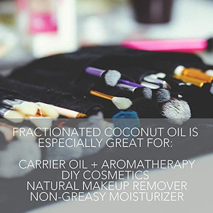 Pure Body Naturals Organic Fractionated Coconut Oil for Skin and Hair - 4 fl oz Liquid Carrier Oil