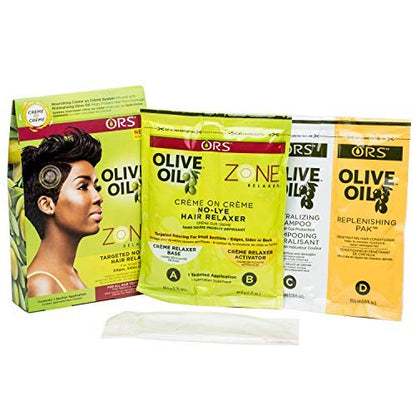 ORS Olive Oil Zone Relaxer Kit - 3 Piece Set for Silky Straight Hair