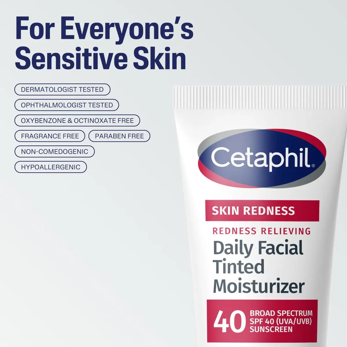 Cetaphil Redness Relieving Daily Facial Moisturizer SPF 40, 1.7 fl oz - Tinted Sunscreen for Redness-Prone Skin Avelisse