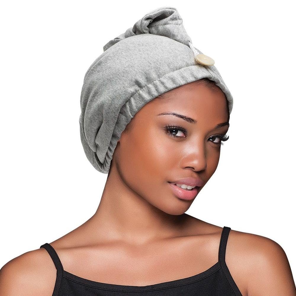 Evolve Frizz-Free Hair Drying Tee - Grey, Microfiber, 1 Pack - görsel 9