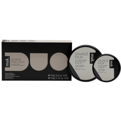 MUK Styling Duo Savage - Strong Hold Clay for Men, 2.58 oz (Pack of 2)