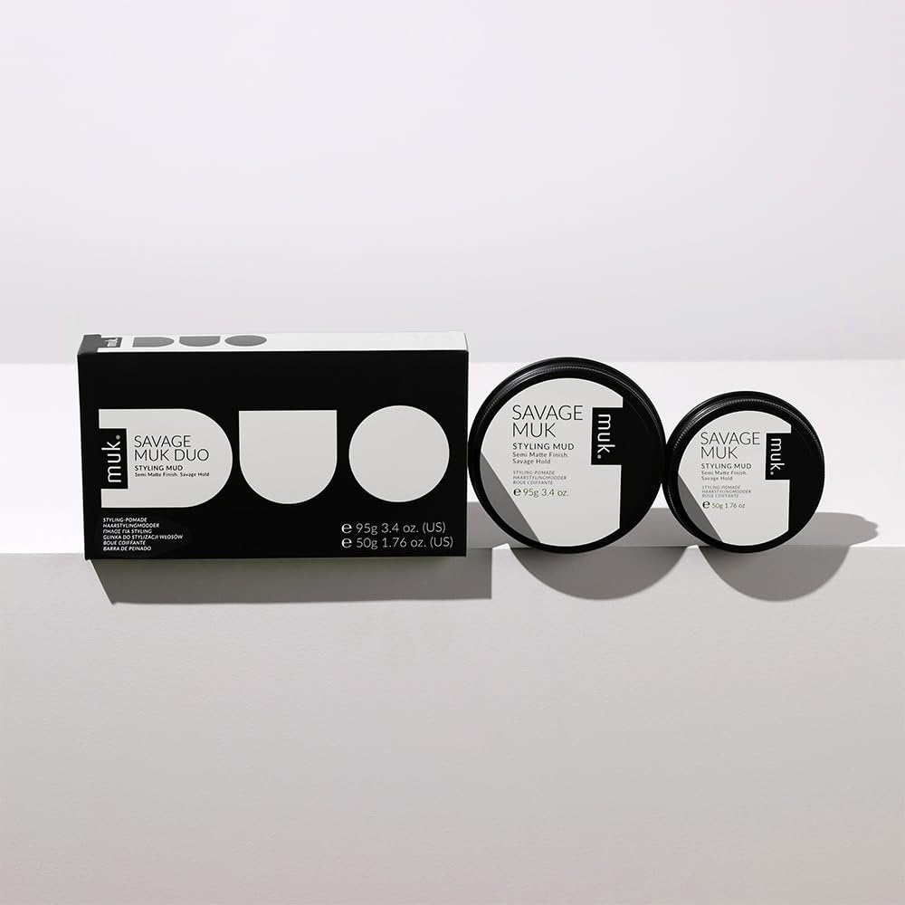 MUK Styling Duo Savage - Strong Hold Clay for Men, 2.58 oz (Pack of 2) - görsel 5