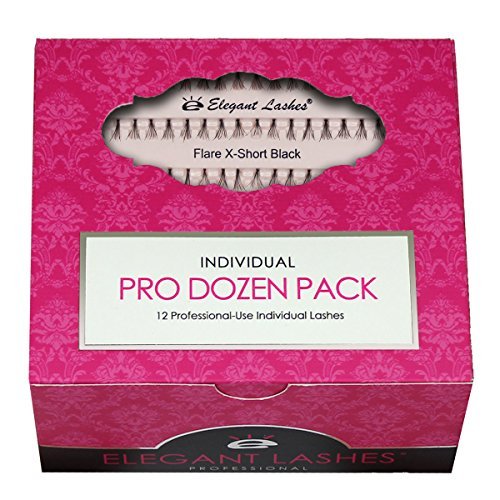 Elegant Lashes Individual Flare XS/Under Black Eyelashes - Pro Dozen Pack (12 Trays) | X-Short Black Synthetic - görsel 2