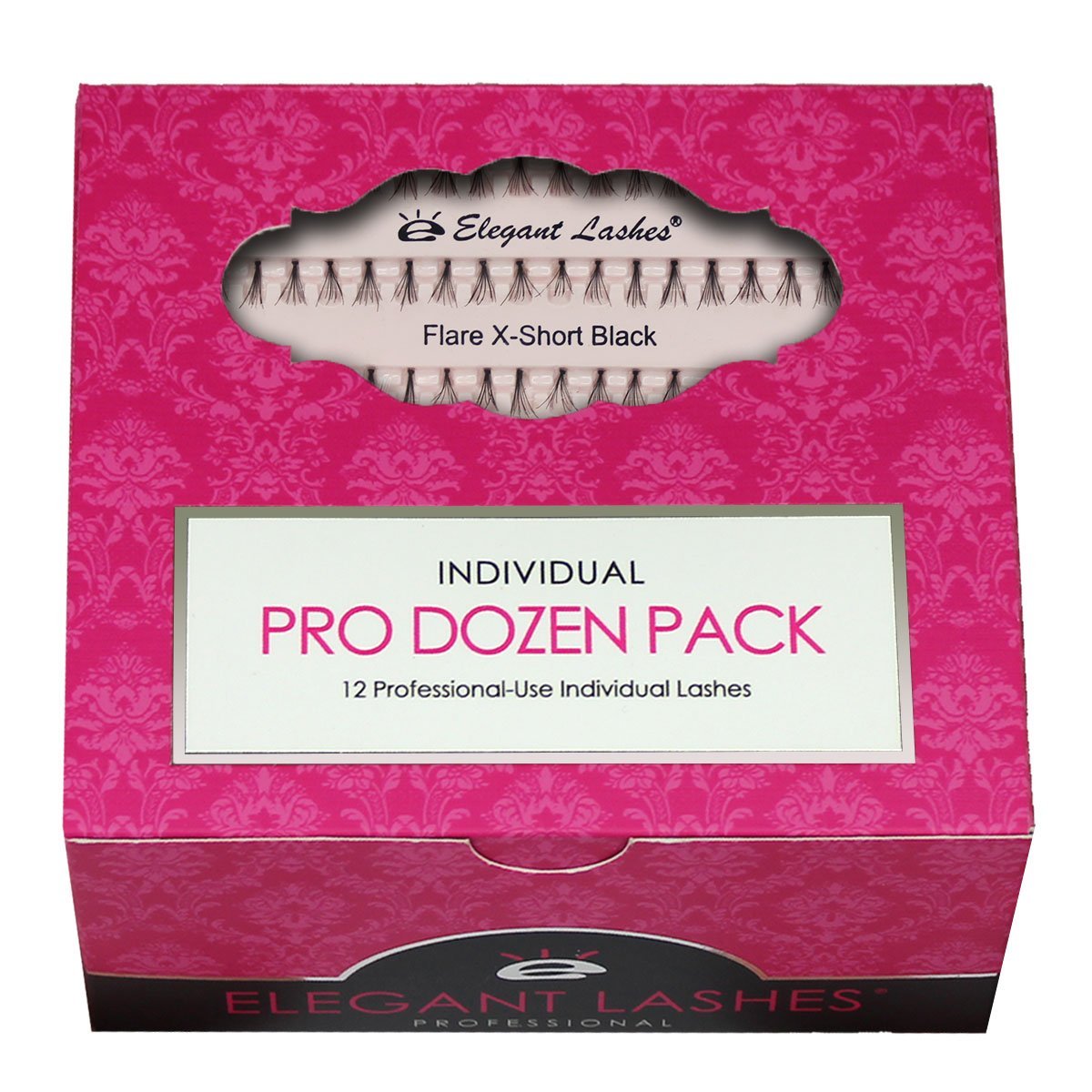 Elegant Lashes Individual Flare XS/Under Black Eyelashes - Pro Dozen Pack (12 Trays) | X-Short Black Synthetic - görsel 1