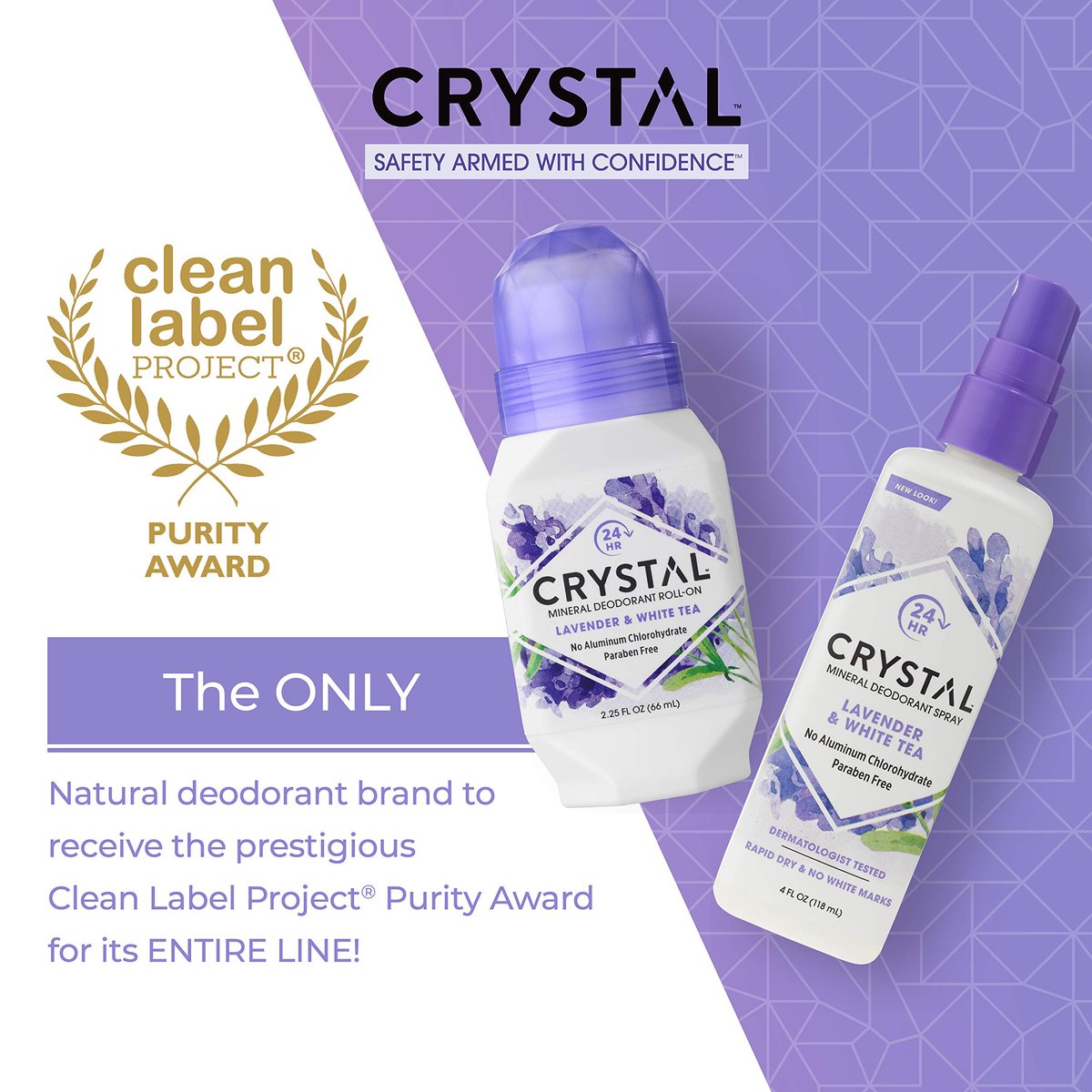 Crystal Essence Lavender & White Tea Mineral Deodorant Roll-On – Aluminum Free, Paraben Free, Certified Cruelty Free & Vegan – 24 Hour Odor Protection, 3-Pack (2.25 Fl Oz Each) - görsel 5