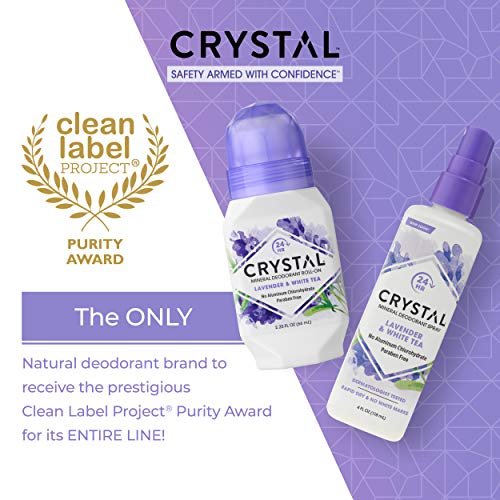 Crystal Essence Lavender & White Tea Mineral Deodorant Roll-On – Aluminum Free, Paraben Free, Certified Cruelty Free & Vegan – 24 Hour Odor Protection, 3-Pack (2.25 Fl Oz Each) - görsel 6