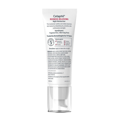 Cetaphil Redness Relieving Night Moisturizer for Face – 1.7 fl oz, Hypoallergenic & Fragrance Free Night Cream for Dry, Redness-Prone Skin Avelisse