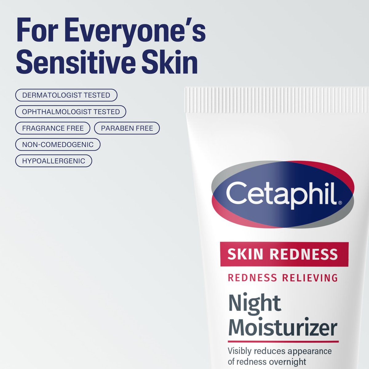 Cetaphil Redness Relieving Night Moisturizer for Face – 1.7 fl oz, Hypoallergenic & Fragrance Free Night Cream for Dry, Redness-Prone Skin Avelisse