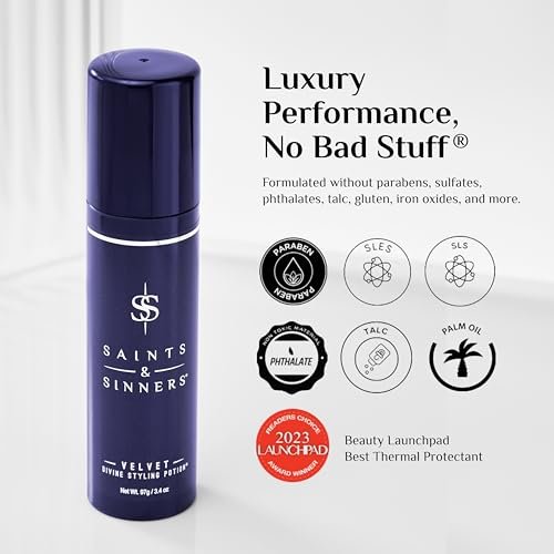 Saints & Sinners Velvet Divine Hair Styling Potion - Thermal Protectant, Anti-Frizz Cream, Moisturizing for Dry Hair (3.4 oz) Avelisse