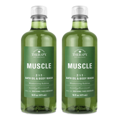 Village Naturals Therapy Muscle Foaming Bath Oil & Body Wash, 16 oz (Pack of 2) – Soothe Aches & Relax Muscles with Natural Ingredients
