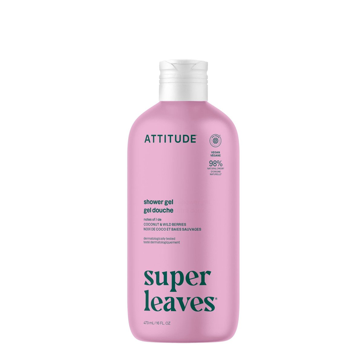 ATTITUDE Body Wash – EWG Verified, Plant & Mineral-Based Shower Gel, Coconut & Wild Berries, 16 Fl Oz - görsel 1