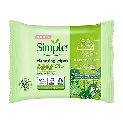 Simple Kind To Skin 25 Cleansing Facial Wipes (3 Pack) – Gentle, Hypoallergenic & Dermatologist Tested