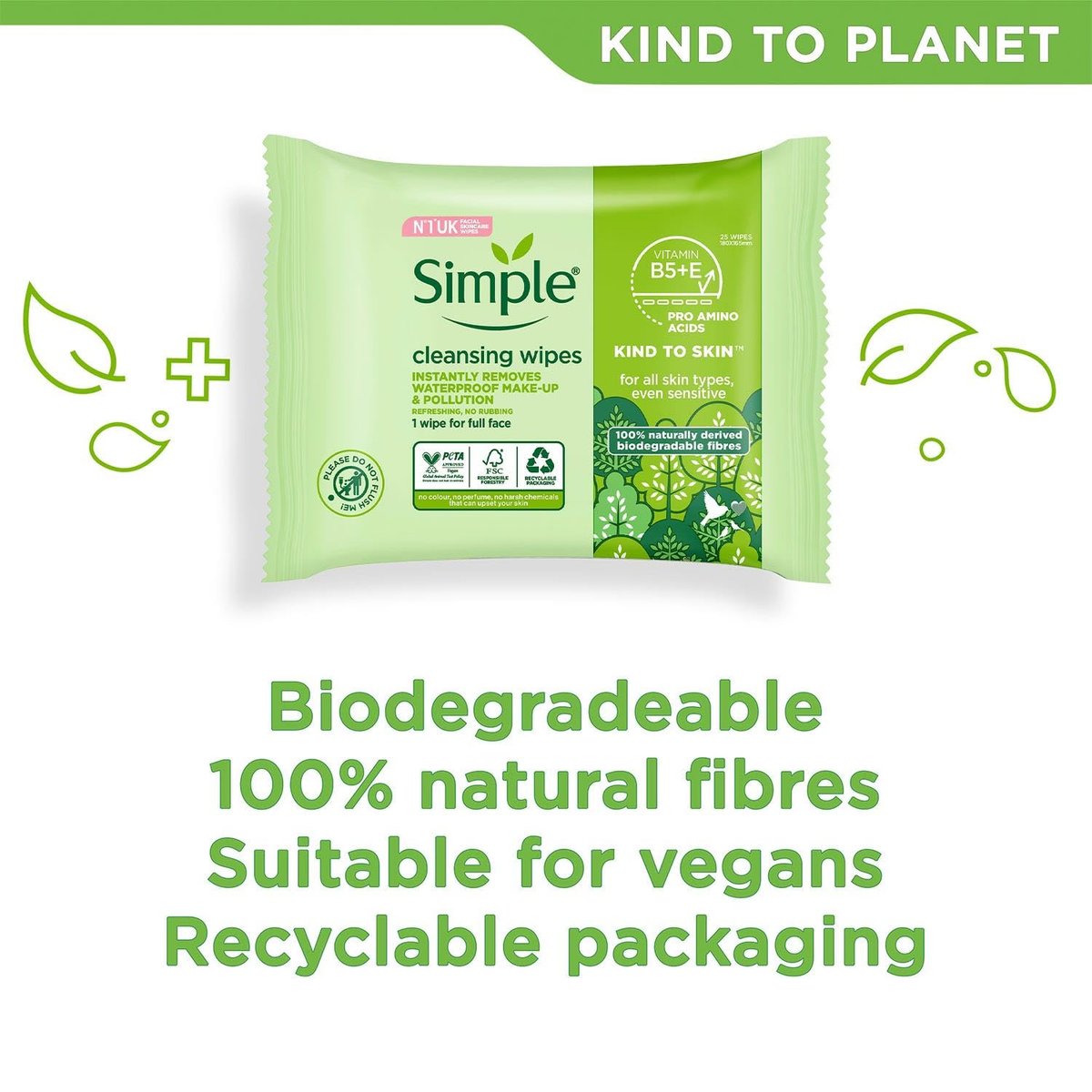 Simple Kind To Skin 25 Cleansing Facial Wipes (3 Pack) – Gentle, Hypoallergenic & Dermatologist Tested - görsel 15