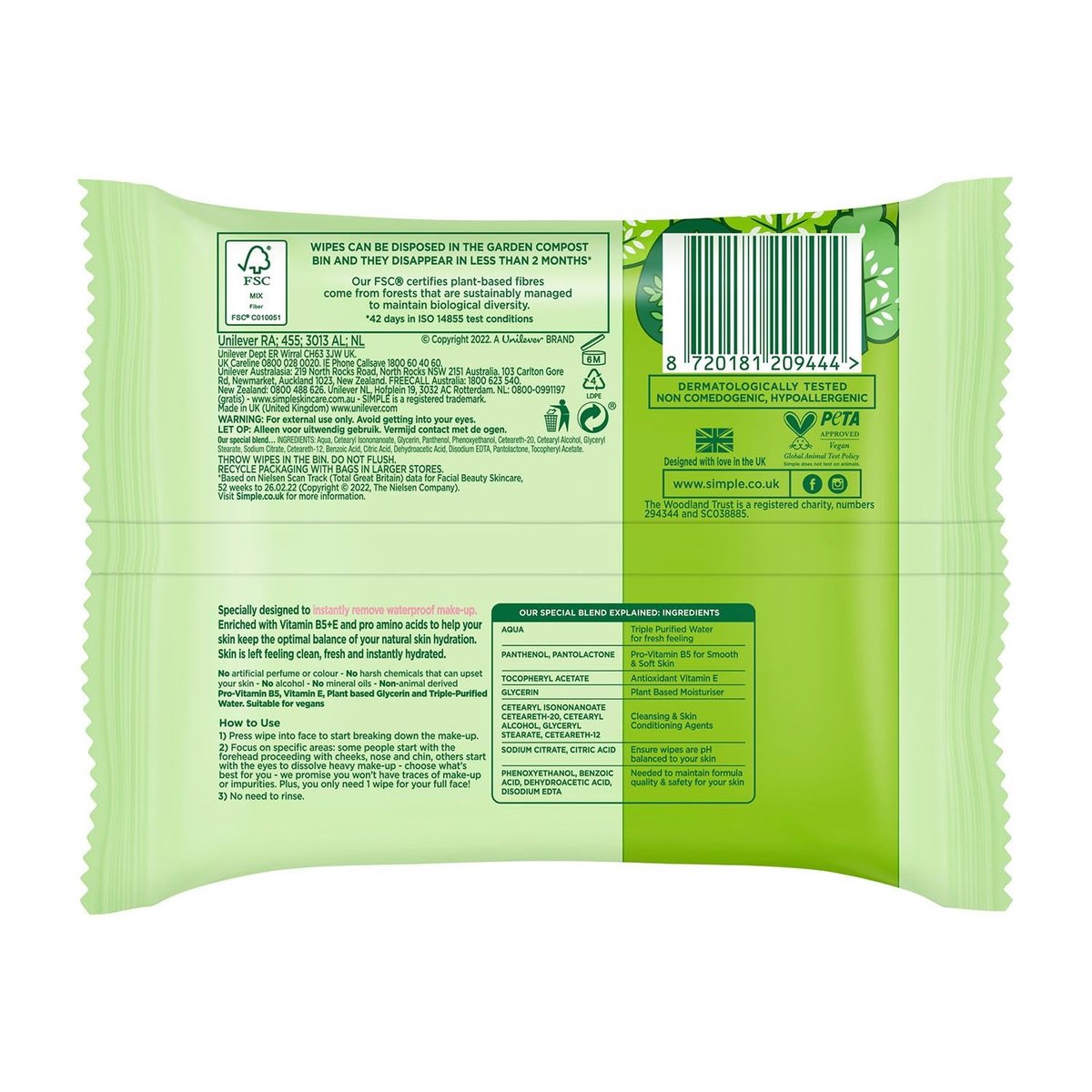 Simple Kind To Skin 25 Cleansing Facial Wipes (3 Pack) – Gentle, Hypoallergenic & Dermatologist Tested - görsel 3