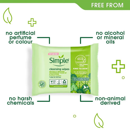 Simple Kind To Skin 25 Cleansing Facial Wipes (3 Pack) – Gentle, Hypoallergenic & Dermatologist Tested