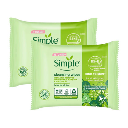 Simple Kind To Skin 25 Cleansing Facial Wipes (3 Pack) – Gentle, Hypoallergenic & Dermatologist Tested