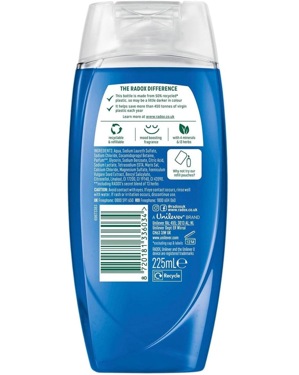 Radox Feel Awake for Men 2 in 1 Shower & Shampoo - 225ml Invigorating Body Wash and Hair Cleaner - görsel 3