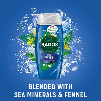 Radox Feel Awake for Men 2 in 1 Shower & Shampoo - 225ml Invigorating Body Wash and Hair Cleaner