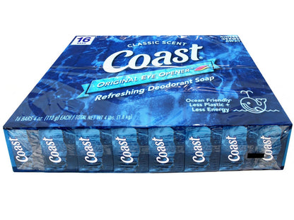 Coast Deodorant Soap Bars 4 oz, 16 Pack - Long-Lasting Freshness & Odor Protection