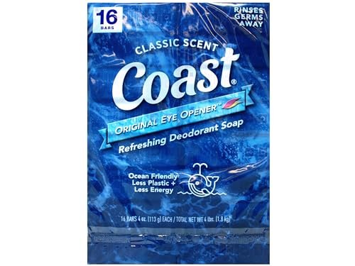 Coast Deodorant Soap Bars 4 oz, 16 Pack - Long-Lasting Freshness & Odor Protection - görsel 2