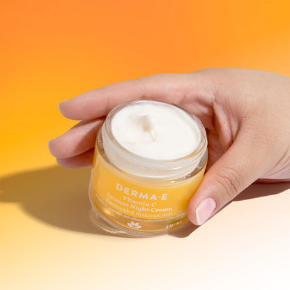 DERMA-E Vitamin C Intense Night Cream - Brightening & Hydrating Overnight Face Moisturizer for Youthful Radiance (2 oz)