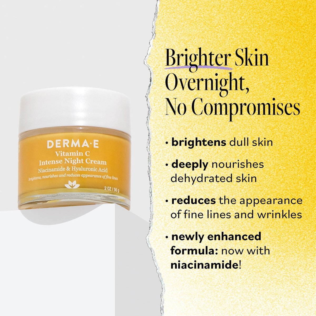 DERMA-E Vitamin C Intense Night Cream - Brightening & Hydrating Overnight Face Moisturizer for Youthful Radiance (2 oz) - görsel 4