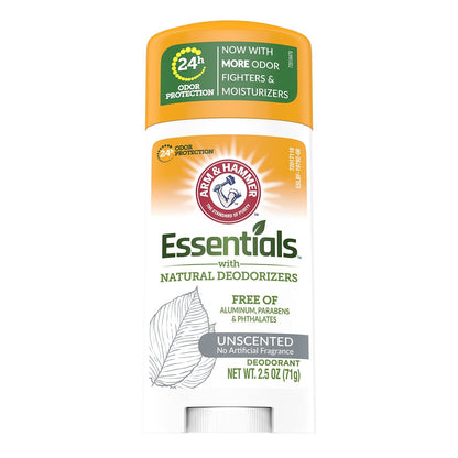 Arm & Hammer Essentials Unscented Deodorant with Natural Deodorizers, 2.5 oz (Pack of 2)
