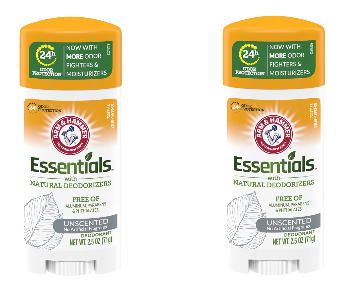 Arm & Hammer Essentials Unscented Deodorant with Natural Deodorizers, 2.5 oz (Pack of 2) - görsel 2