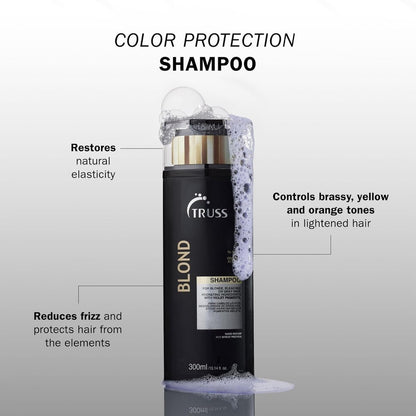 TRUSS Purple Shampoo & Toner for Blonde Hair - Blond Shampoo for Bleached, Gray, Highlighted & Brassy Hair - Restore Strength, Shine & Elasticity - Hydrating Daily Color Protection (10.14 Fl Oz) Avelisse