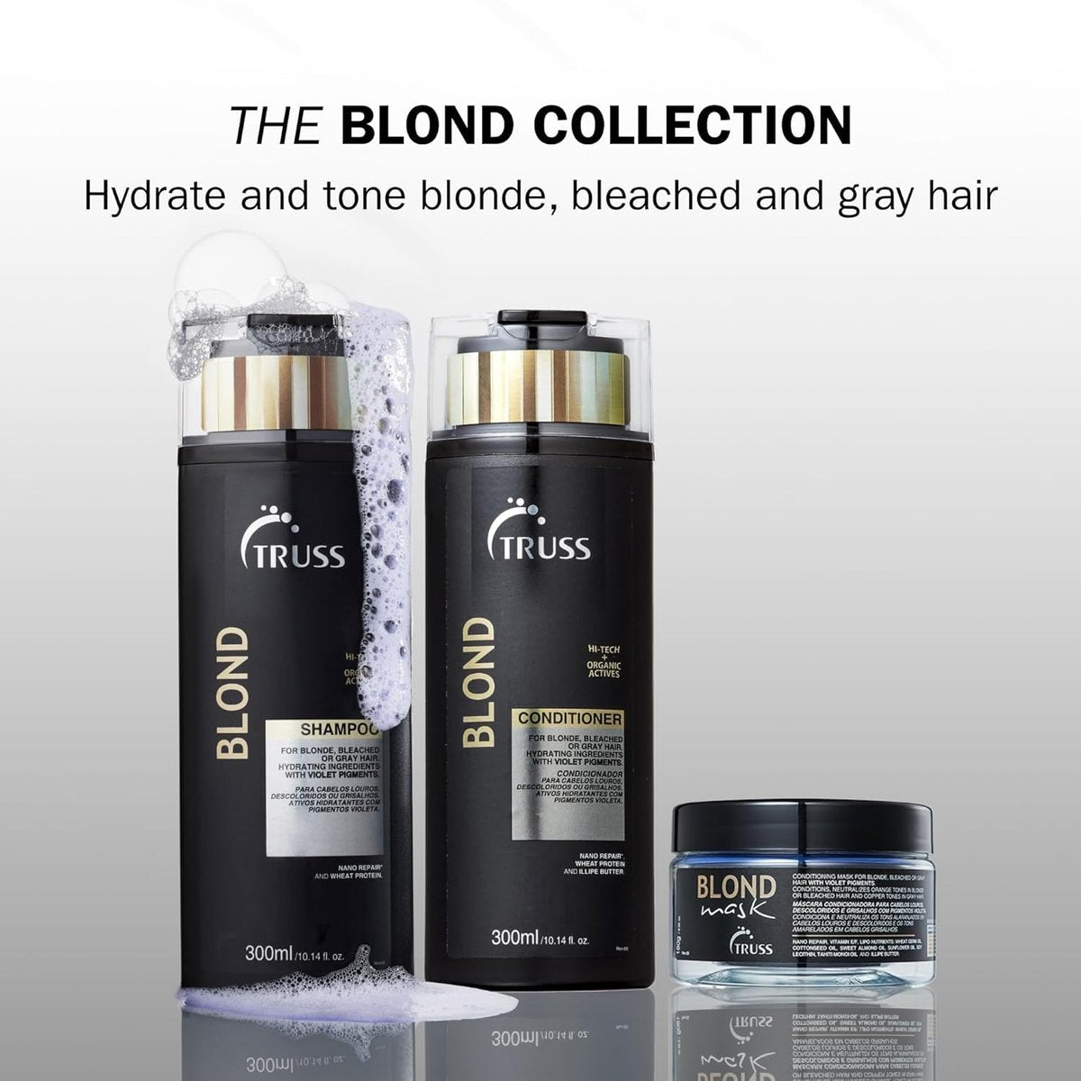 TRUSS Purple Shampoo & Toner for Blonde Hair - Blond Shampoo for Bleached, Gray, Highlighted & Brassy Hair - Restore Strength, Shine & Elasticity - Hydrating Daily Color Protection (10.14 Fl Oz) Avelisse