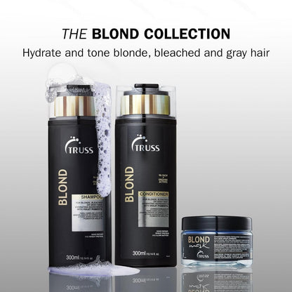 TRUSS Purple Shampoo & Toner for Blonde Hair - Blond Shampoo for Bleached, Gray, Highlighted & Brassy Hair - Restore Strength, Shine & Elasticity - Hydrating Daily Color Protection (10.14 Fl Oz) Avelisse