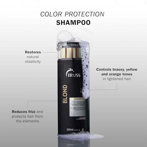 TRUSS Purple Shampoo & Toner for Blonde Hair - Blond Shampoo for Bleached, Gray, Highlighted & Brassy Hair - Restore Strength, Shine & Elasticity - Hydrating Daily Color Protection (10.14 Fl Oz) Avelisse