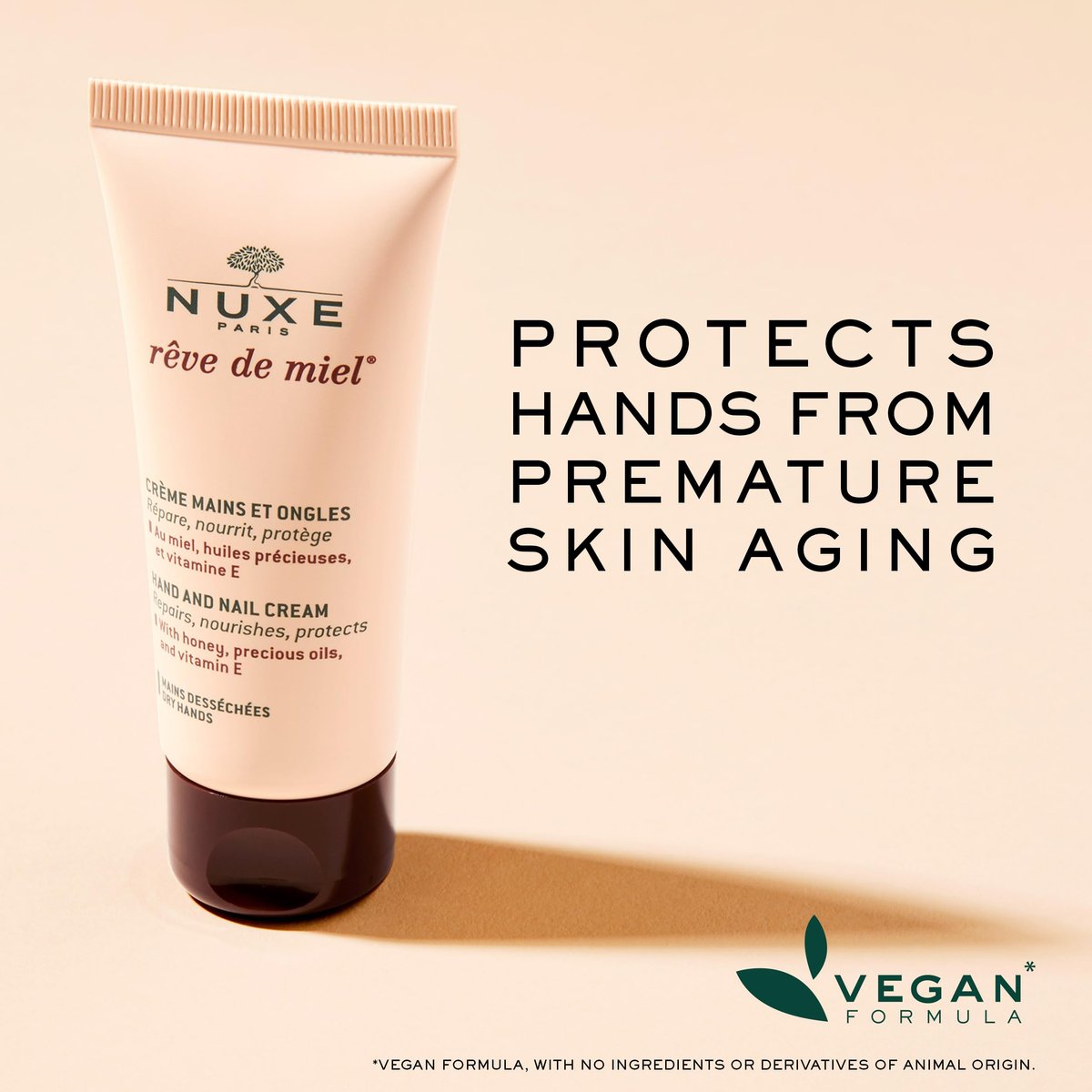 Nuxe Rêve de Miel Hand and Nail Cream - Honey, Shea Butter, Almond Oil & Vitamin E for Dry Cracked Hands - 1.7 fl oz Avelisse